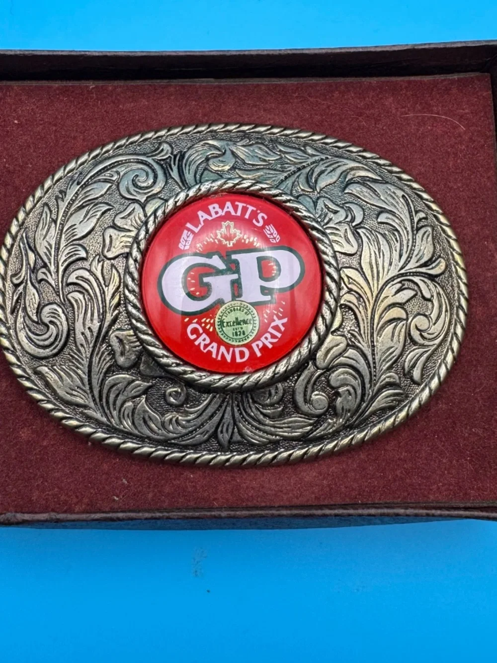 Labatt's Grand Prix Belt Buckle Vintage 1970s Formula 1 Racing Beer Memorabilia